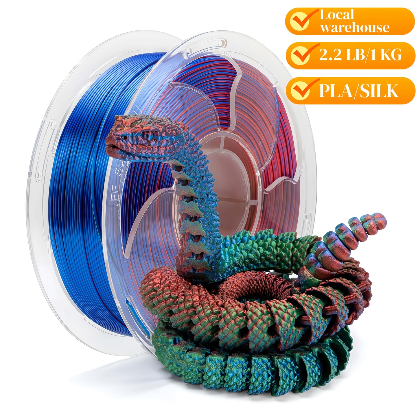 High Gloss PLA Filament 1.75mm 1kg Low Warping – Black White Dual Tri Rainbow Multicolor 3D Printer Filament ±0.02mm | Shiny PLA Spool for Creality Ender 3 5 Neo Bambu Lab Prusa FDM Printers