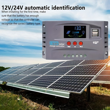 MPPT Solar Charge Controller 12V 24V – 150A/200A Auto-Tracking Solar Panel Regulator with LCD Display, Dual USB Port, Timer & Load Control for Gel Sealed Flooded & Lithium Batteries