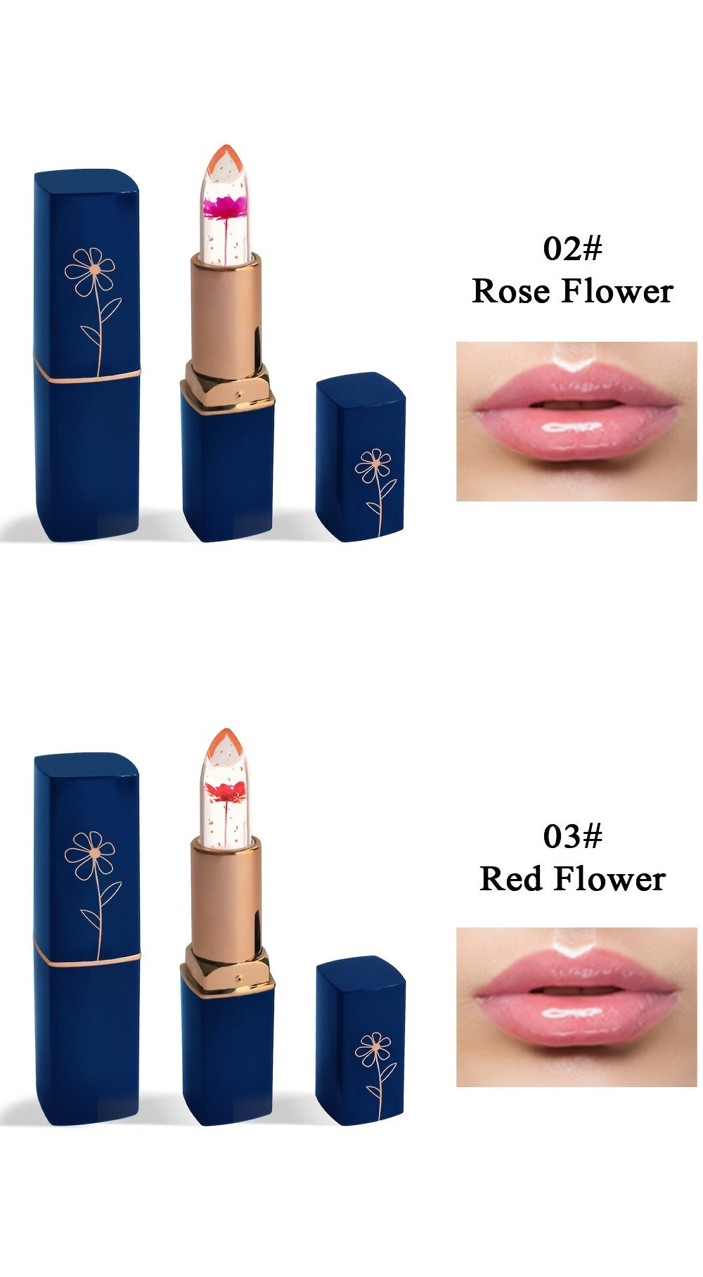 Flower Shaped pH Lip Balm Set 6pcs Individually Wrapped — Color Changing Transparent to Pink Tint, 6 Flavors Deep Moisturizing, Cute Floral Design Beauty Gift for Women Girls & Teens