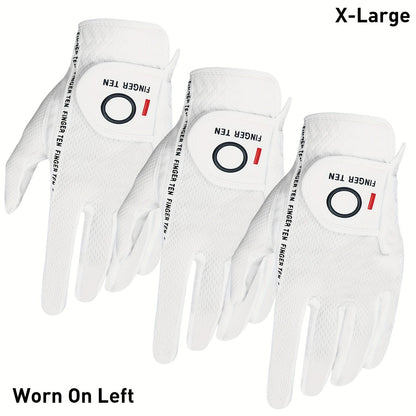 Wet Weather Golf Gloves Rain Grip 3-Pack for Men | Breathable Water-Resistant Golf Gloves for Left & Right Hand – Durable Comfortable Fit in Hot & Wet Conditions (Black, Gray, White | S–3XL)