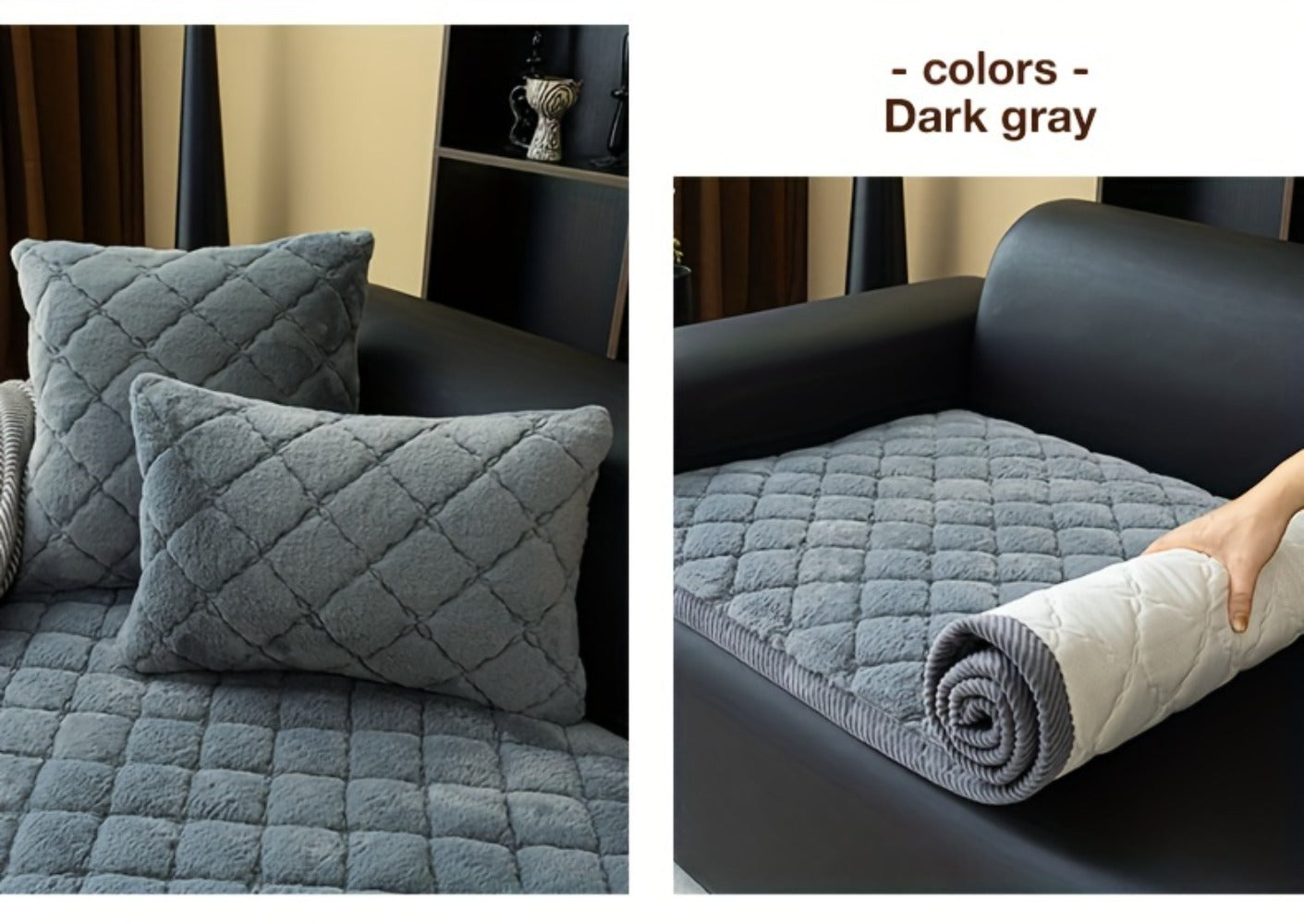Sofa Cover Plush-Texture Cushion Panels in Pillowcase and 1, 2, 3 or 4-Seat Dimensions in Four Colors