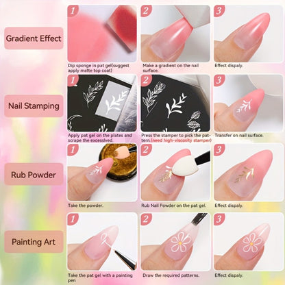 Gel Nail Polish 9-Color Ombre Palette for Gradient and Stamping Art with UV/LED Cure, 7 Series