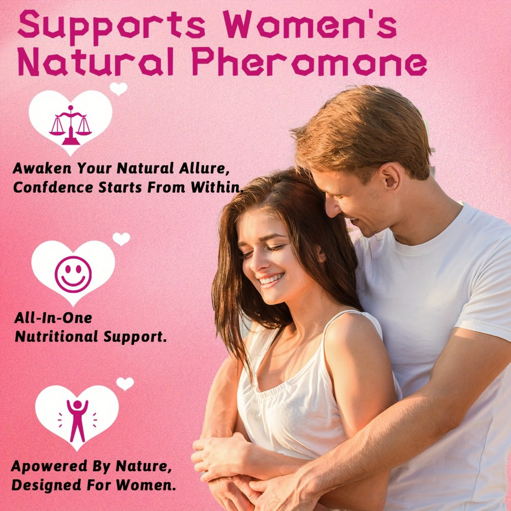 Women's Pheromone Gummies with L-Arginine, Maca & Beetroot – Natural Attraction, Confidence & Feminine Balance Supplement, Strawberry Flavor, 30 Gummies 30-Day Supply