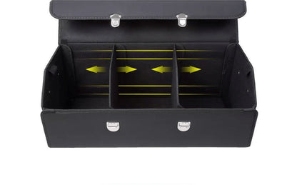 Car Trunk Organizer, Foldable PU Leather and Oxford Box with Adjustable Dividers in 12.15 Gallon or 32L Sizes