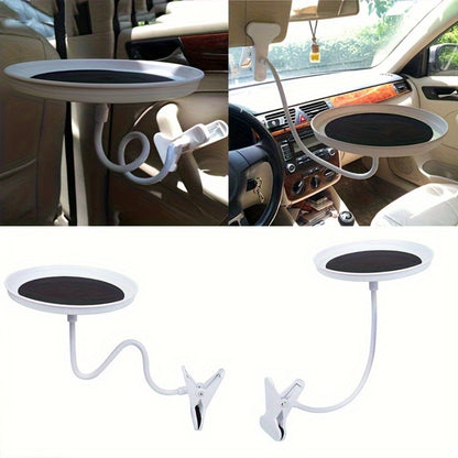 Car Seat Back Tray Table 360° Rotating - Foldable Food Drink Snack Organizer Tray for Car Interior, Non-Slip ABS Travel Tray for Road Trips
