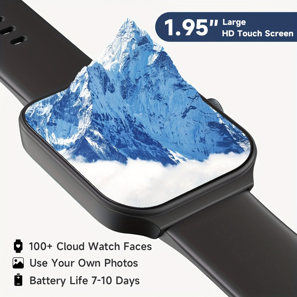 Smart Watch 1.95-Inch Touch Display with Voice Assistant, Wireless Calling and 100+ Custom Faces