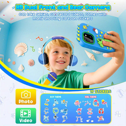 Kids Toy Mobile Phone with Dual Cameras, Touchscreen & MP3 Player – Educational Toy with Games, Alarm Clock & USB Charging, Birthday & Christmas Gift for Boys & Girls