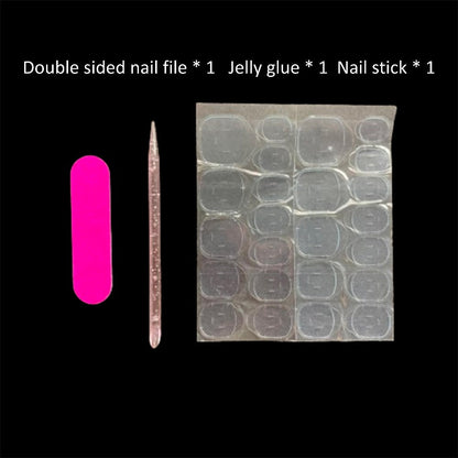 Press On Nails Duckbill French Tip AB Diamond Shiny Nude – Long Handmade Wearable Nail Set 10pcs with Tools for Wedding Party Date School S/M/L
