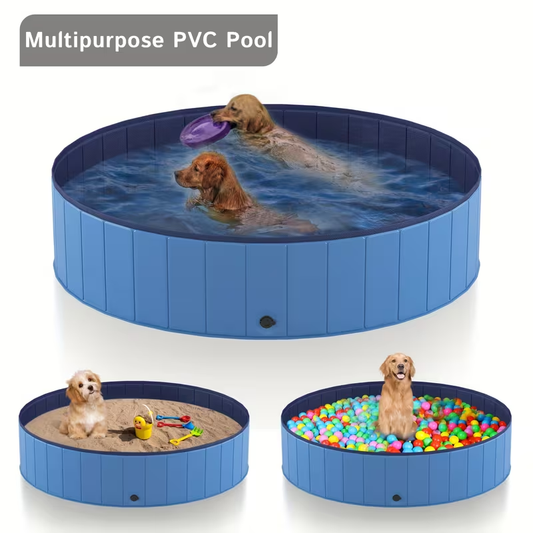 Large Dog Pool Foldable – 1mm Thick Durable Collapsible Plastic Pet Bathing Tub & Outdoor Swimming Pool for Large Dogs, 79 Inch Portable Design