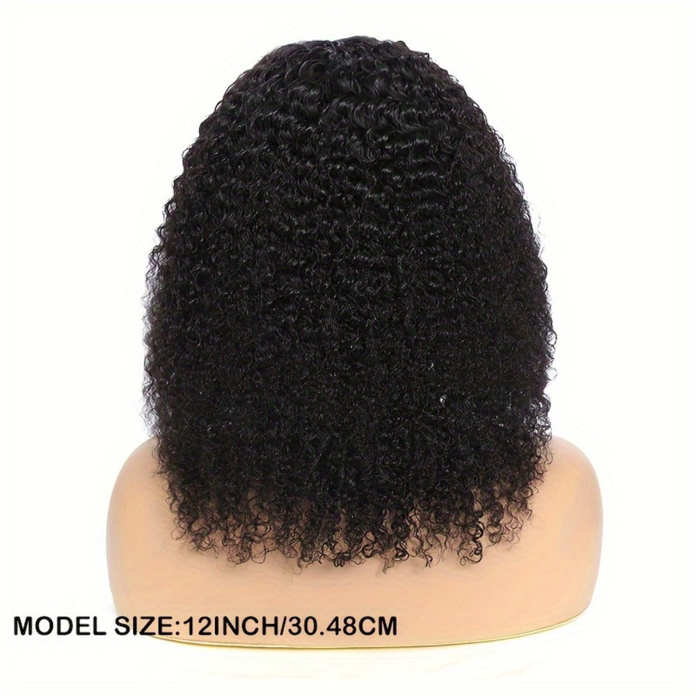 Lace Front Wig Kinky Curly Human Hair Style with 4x4x1 T-Part Lace, 180% Density and 12-22in Lengths