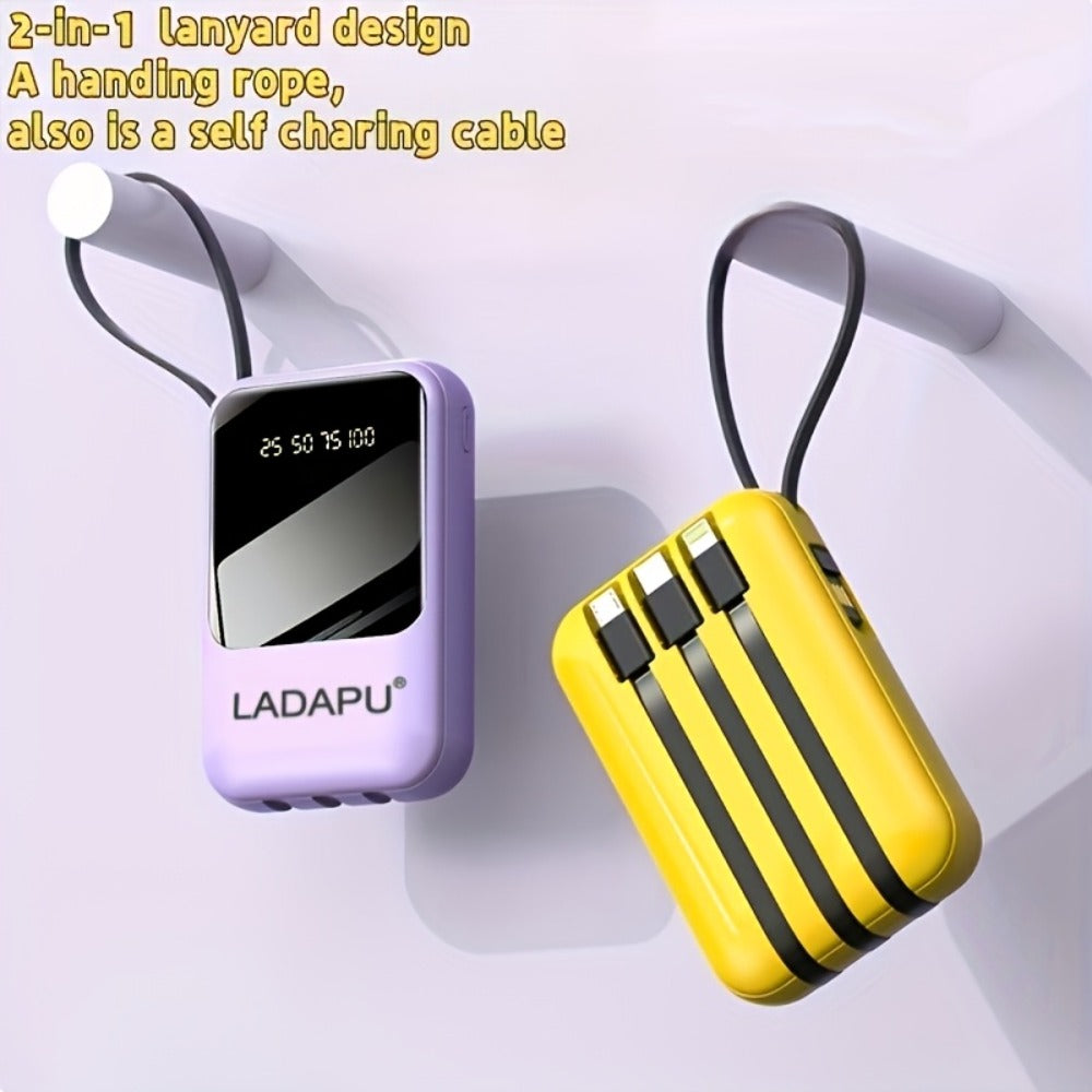 10000mAh Mini Power Bank 22.5W Super Fast Charging with 4 Built-In Cables – LED Display Cute Compact Portable Charger for iPhone Samsung Android Travel Outdoor Emergency Battery Pack
