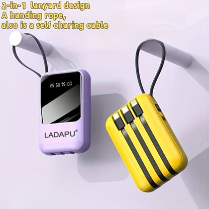 10000mAh Mini Power Bank 22.5W Super Fast Charging with 4 Built-In Cables – LED Display Cute Compact Portable Charger for iPhone Samsung Android Travel Outdoor Emergency Battery Pack