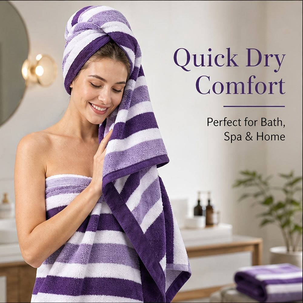Thirty-Piece Striped Bath Towel Set with Bath, Hand and Washcloth Sizes in Ten Color Checkouts
