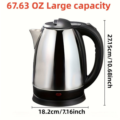 Electric Kettle 2L Stainless Steel Double-Wall Design with LED Indicator, Auto Shut-Off and 360-Degree Base