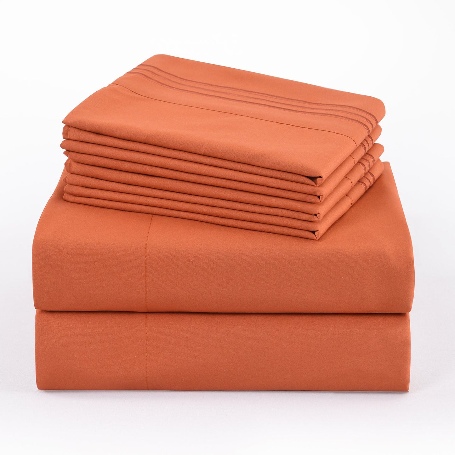 Bed Sheet Set 100 GSM Microfiber in 4- or 6-Piece Configuration with Four Sizes and Twelve Solid Colors