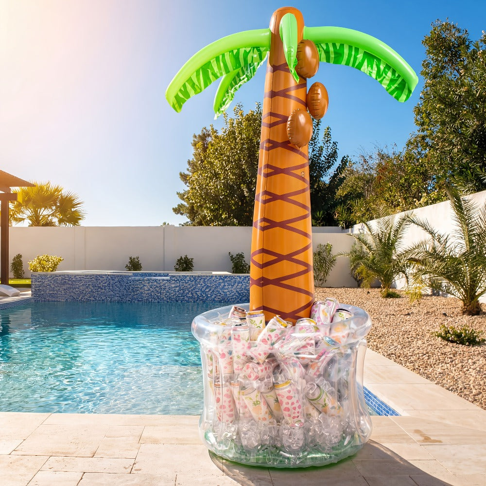 5FT Inflatable Palm Tree Drink Cooler – Tropical Beverage Ice Bucket for Luau Hawaiian Pool Party Decorations | Beach Theme Birthday & Summer Outdoor Party Supplies, Indoor & Outdoor Use