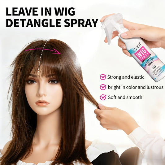 Wig Detangling Spray Leave-In Conditioner for Synthetic & Human Hair Wigs | Featherlight Frizz Control | Strengthens Fibers | No Residue Easy Comb-Through | Daily Wig Care Refresher Spray