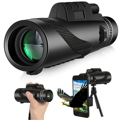 10x42 Monocular Telescope with Smartphone Adapter, Tripod and Black or Green Checkout Options