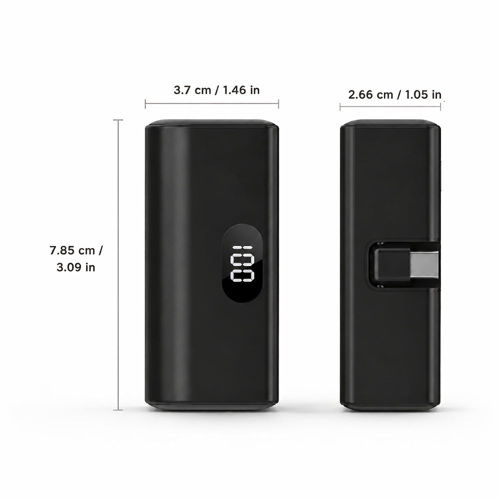 Mini Power Bank 5000mAh USB-C Foldable Plug Built-in Cable 10W Fast Charge LED Display Compact Portable Charger for iPhone 15 16 17 Samsung Android – Black White Pink Purple Green (1pc/2pcs)