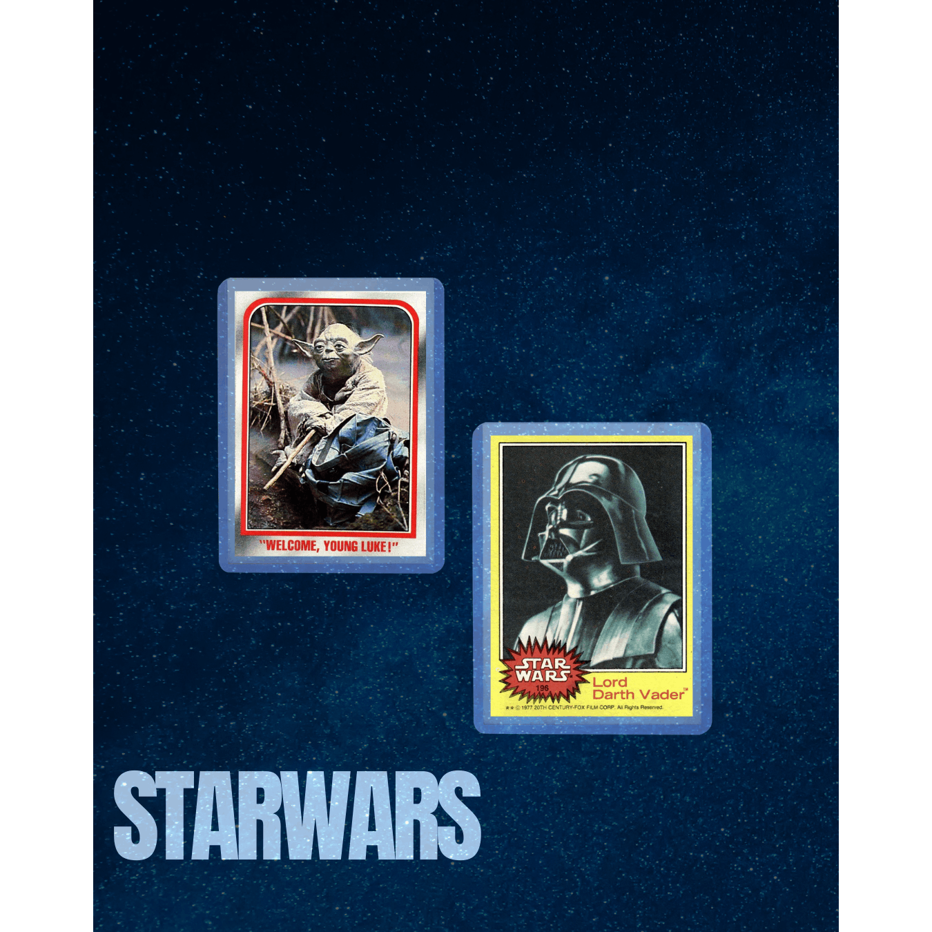 Topps Star Wars Trading Card Assortment, Five Cards from 1977, 1980 and 1983 with Protective Card Savers