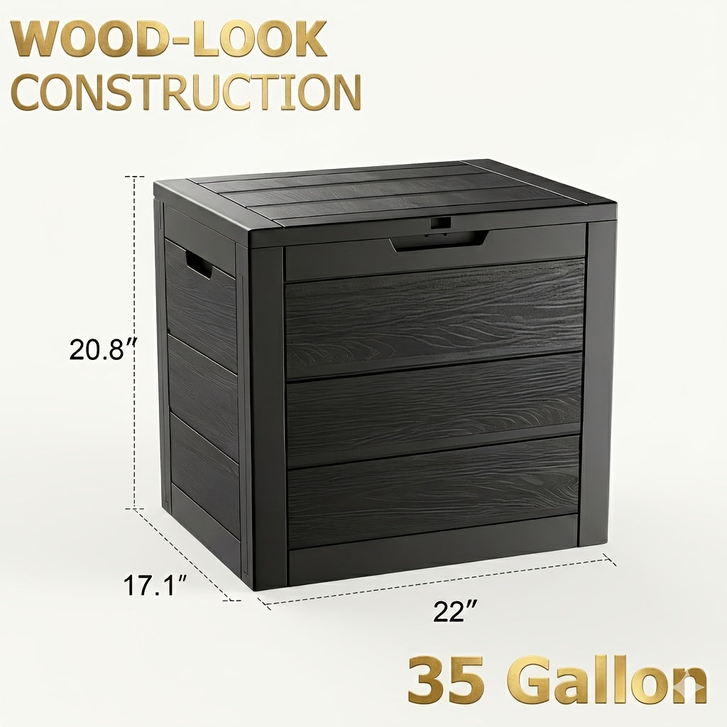 Flip-Top Resin Deck Storage Box with Secure Lid in Black for Patio, Pool and Garden Storage