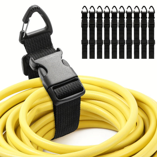Extension Cord Organizer Straps 10-Pack – Heavy Duty 17 Inch Adjustable Storage Straps with Triangle Hanging Clips, Cable Hanger for Workshop Garage Home, Power Cord & Hose Management, Great Gift for Men
