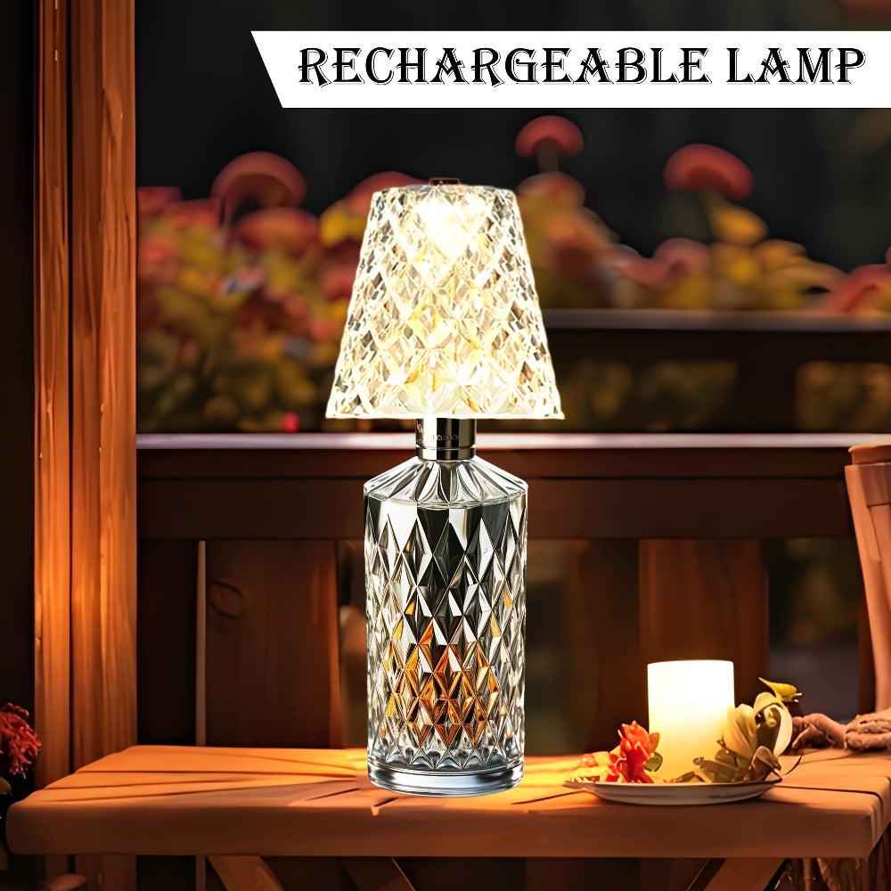 Wireless Wine Bottle Lamp – USB Rechargeable Acrylic Crystal Shade, 3-Color Touch Control Smooth Dimming, 2000mAh Cordless Bottle Light for Bar Decor, Home, Kitchen, Party & Table Ambiance (1pc / 2pcs)