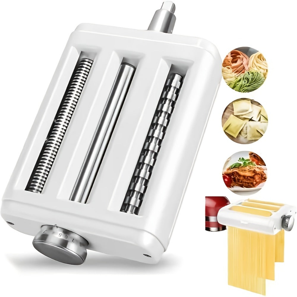 Pasta Maker Attachment for Stand Mixer – 3-in-1 Stainless Steel Noodle Making Kit for Homemade Spaghetti & Fettuccine, Durable & Easy to Use, Compatible with Most Stand Mixers