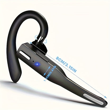 Single Ear Bluetooth Business Earbud with Microphone 15-Hour Call Time 15-Day Standby Rotating Earplug Touch Control for Driving Office Sports Voice Calls Video Work