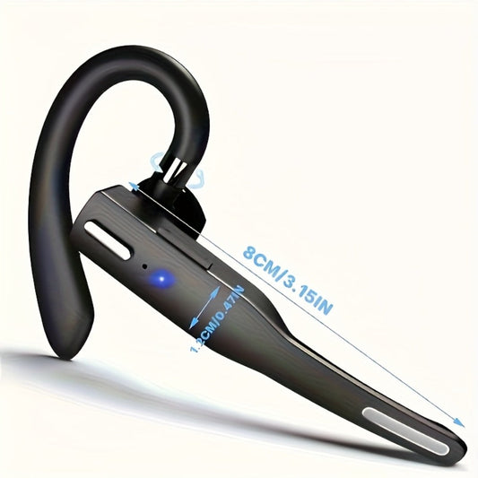 Single Ear Bluetooth Business Earbud with Microphone 15-Hour Call Time 15-Day Standby Rotating Earplug Touch Control for Driving Office Sports Voice Calls Video Work