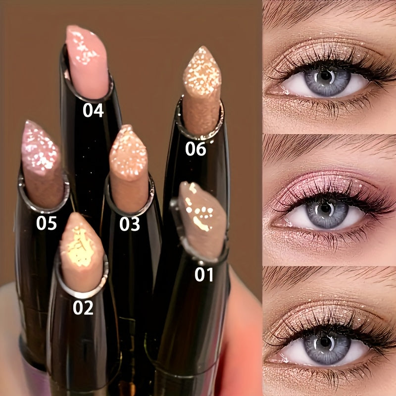 Six-Piece Shimmer Eyeshadow Stick Set in Black Twist-Up Tubes with Exact 6-Pack Checkout Label