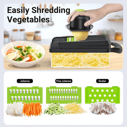 18-in-1 Vegetable Chopper and Mandoline Slicer with Clear Container in Upgraded or Gray 18-Piece Checkout Sets