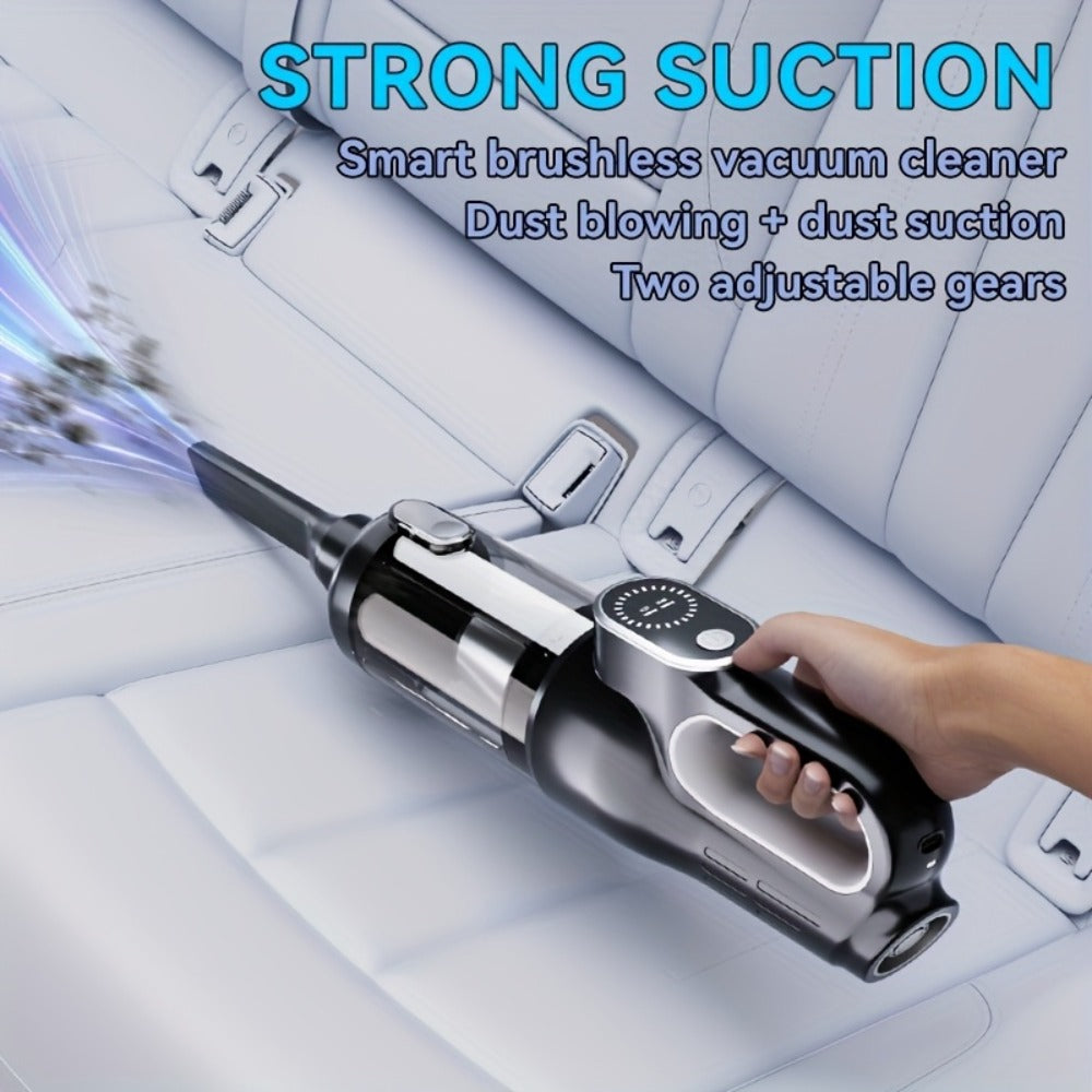 Car Vacuum Cleaner with 13KPa Suction, USB Rechargeable Cordless Body and Multi-Nozzle Accessory Set