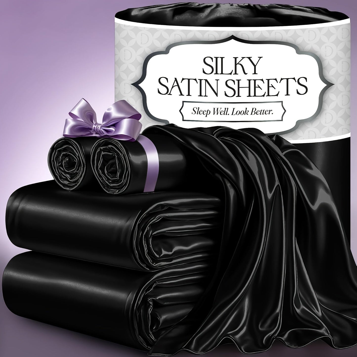 Bed Sheet Set 4-Piece Microfiber Satin Weave with 40–44 cm Pocket, Four Sizes and Seven Colors