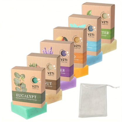 VZTI Handmade Bar Soap Set with Three-Piece Scent Trios or 122g Six-Bar Assortment in Six Scents