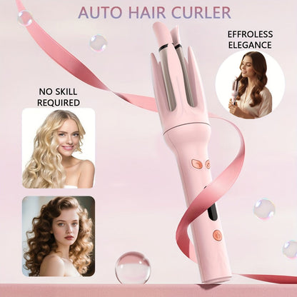 Automatic Rotating Curling Wand Hair Styling Tool with 150-210 C Settings and Three Color Options