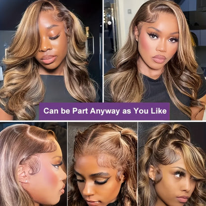 Lace Front Wig Human Hair Body Wave Bob with 13x4 HD Lace, 4/27 Ombre and 10-16in Length Choices