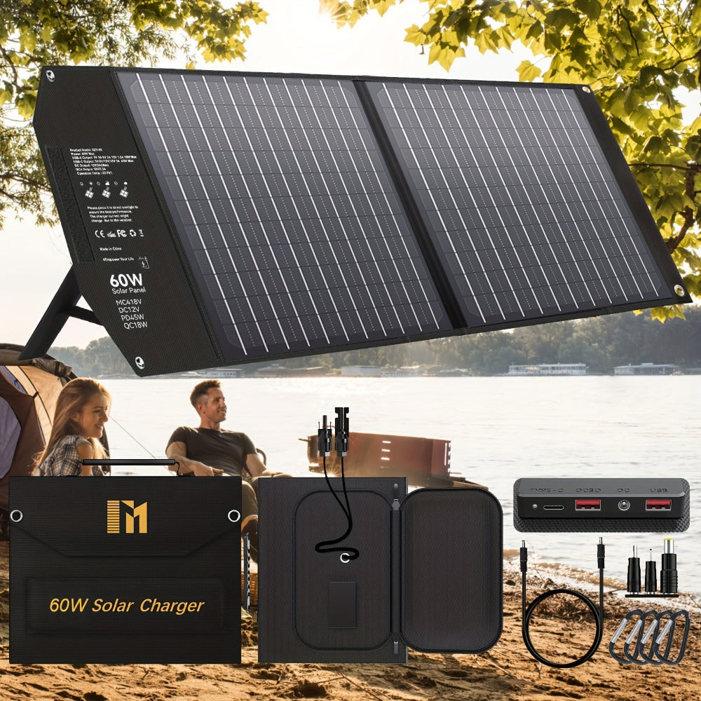 Foldable Solar Charger Panel 30W/60W/100W/200W – 18V MC4, Dual USB-A Quick Charge & USB-C PD 18W, Portable Solar Panel for Camping, RV, Overlanding & Off-Grid