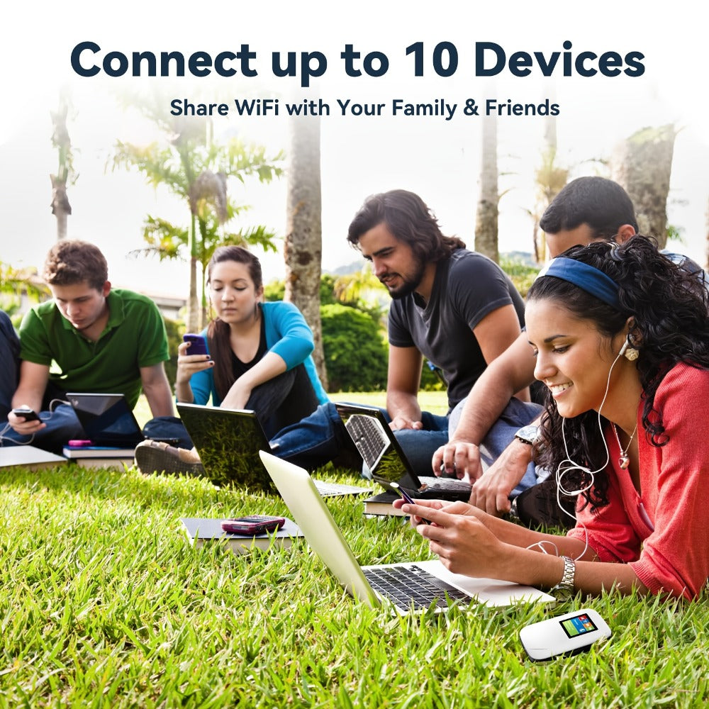 4G LTE Mobile WiFi Hotspot with SIM Card Included – Connect Up to 10 Devices, No Contract, Verizon & AT&T Compatible, 1GB Free Data, Works in US, Canada, Mexico, Europe & Asia