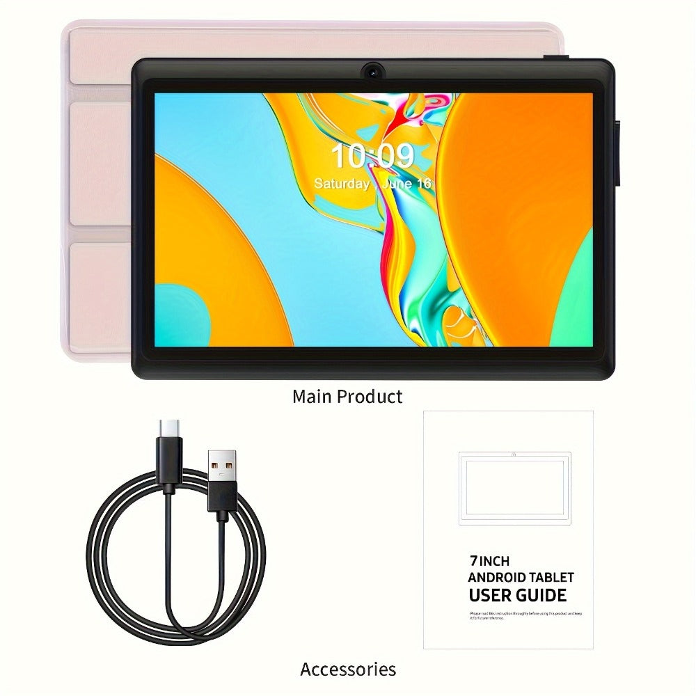 PRITOM Tablet with Detachable Case 7 Inch Android 13, 4GB RAM 32GB ROM Expandable Quad-Core HD IPS Display, Dual Camera Wi-Fi, Lightweight Portable Tablet for Students Seniors Work Study Entertainment 2026 – Blue Green Black Pink