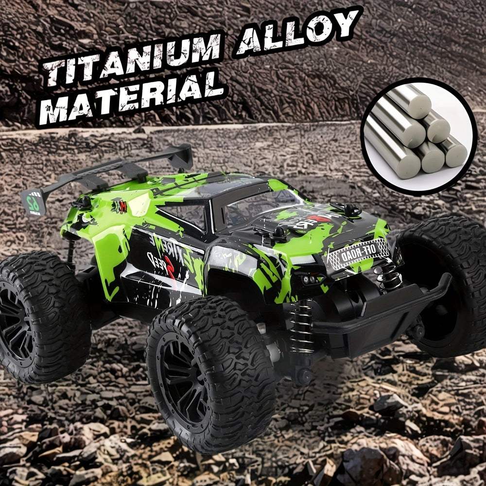 Remote Control Car, 1:16 Scale Alloy Off-Road Truck with 2.4GHz Control, 45KM/H Source Speed, LED Lights and Rechargeable Battery