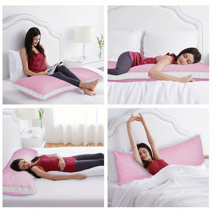 Body Pillow for Adults Full Body Pillow Firm Long Sleeping Pillow for Back Stomach Side Sleeper Bed Pillow Support Pregnancy Pillow Grey Pink