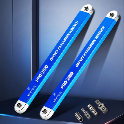 Ratchet Wrench Set 2-in-1 Multi-Function Offset Extension | 1/2" 1/4" 3/8" Square Head Adapters | 180° Swivel High Torque Non-Slip Handle | Durable Metal Automotive Repair Hand Tool