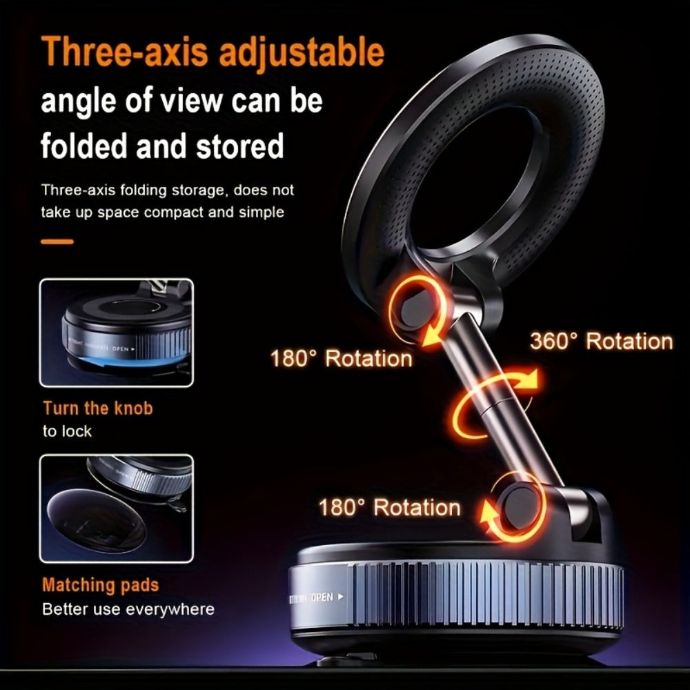 360° Rotating Magnetic Phone Holder 4-Pack – Foldable & Extendable Universal Wall Mount for Car, Bathroom, Gym & Mirror | Compatible with iPhone 16 / 15 / 12 | Black ABS