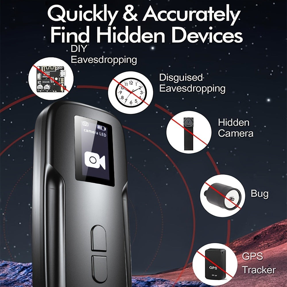 Hidden Camera Detector with OLED Screen – RF Signal & Infrared Anti-Spy Bug Detector, GPS Tracker Finder, Anti-Eavesdropping Scanner for Travel, Hotel, Airbnb, Office & Car Security