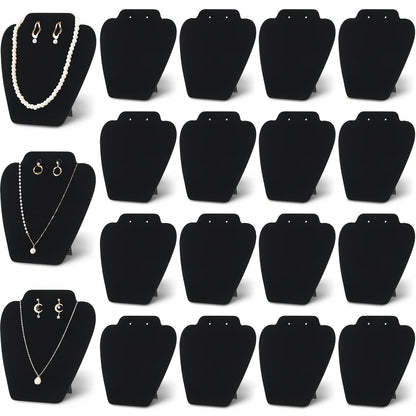 24-Piece Jewelry Display Easel Set with Black Velvet-Labeled Panels, Graduated Sizes and Folding Supports
