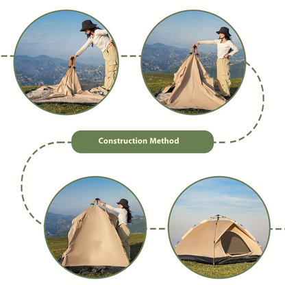 Camping Tent 4-Person Polyamide Pop-Up with Two Doors, Optional Windows and Small or Large Sizes