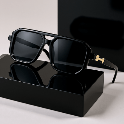 Sunglasses for Men - Retro Square UV400 Oversized Frame - Tortoiseshell Arms Unisex Fashion - product detail view 19