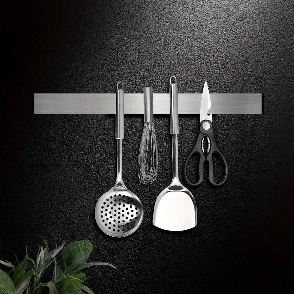 Magnetic Knife Holder Wall Mounted – Stainless Steel Punch-Free Knife Strip Rack for Kitchen, Holds Chef Knife Santoku Bread Knife, No-Drill Knife Bar for Home Restaurant Kitchen Organization