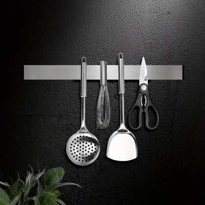 Magnetic Knife Holder Wall Mounted – Stainless Steel Punch-Free Knife Strip Rack for Kitchen, Holds Chef Knife Santoku Bread Knife, No-Drill Knife Bar for Home Restaurant Kitchen Organization